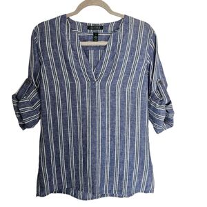 Lauren Ralph Lauren Striped Linen Top Size Small